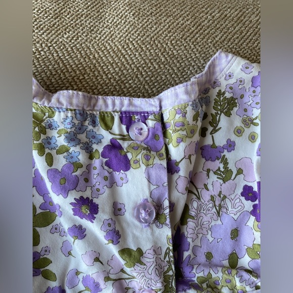 Gymboree Girls Cotton Dress. Purple and Green Floral Pattern. Size 12-18 Months. - Picture 5 of 6